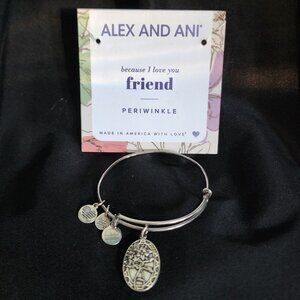 Alex and Ani Because I Love You Friend II Periwinkle Charm 2016 Silver Bangle